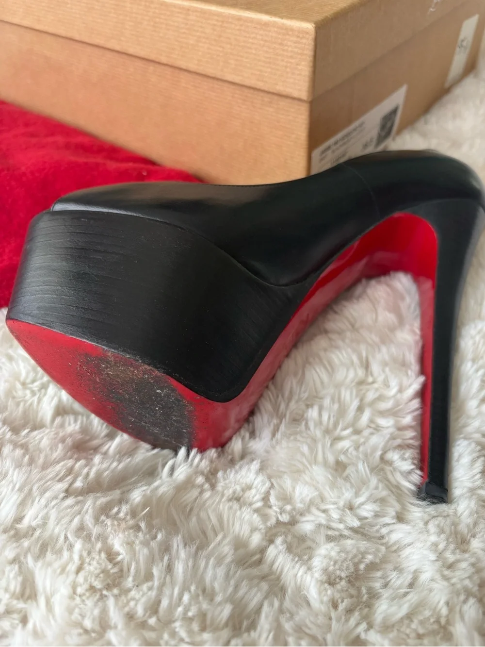 Saks Fifth Avenue Black Leather Platform Peep-Toe Pumps